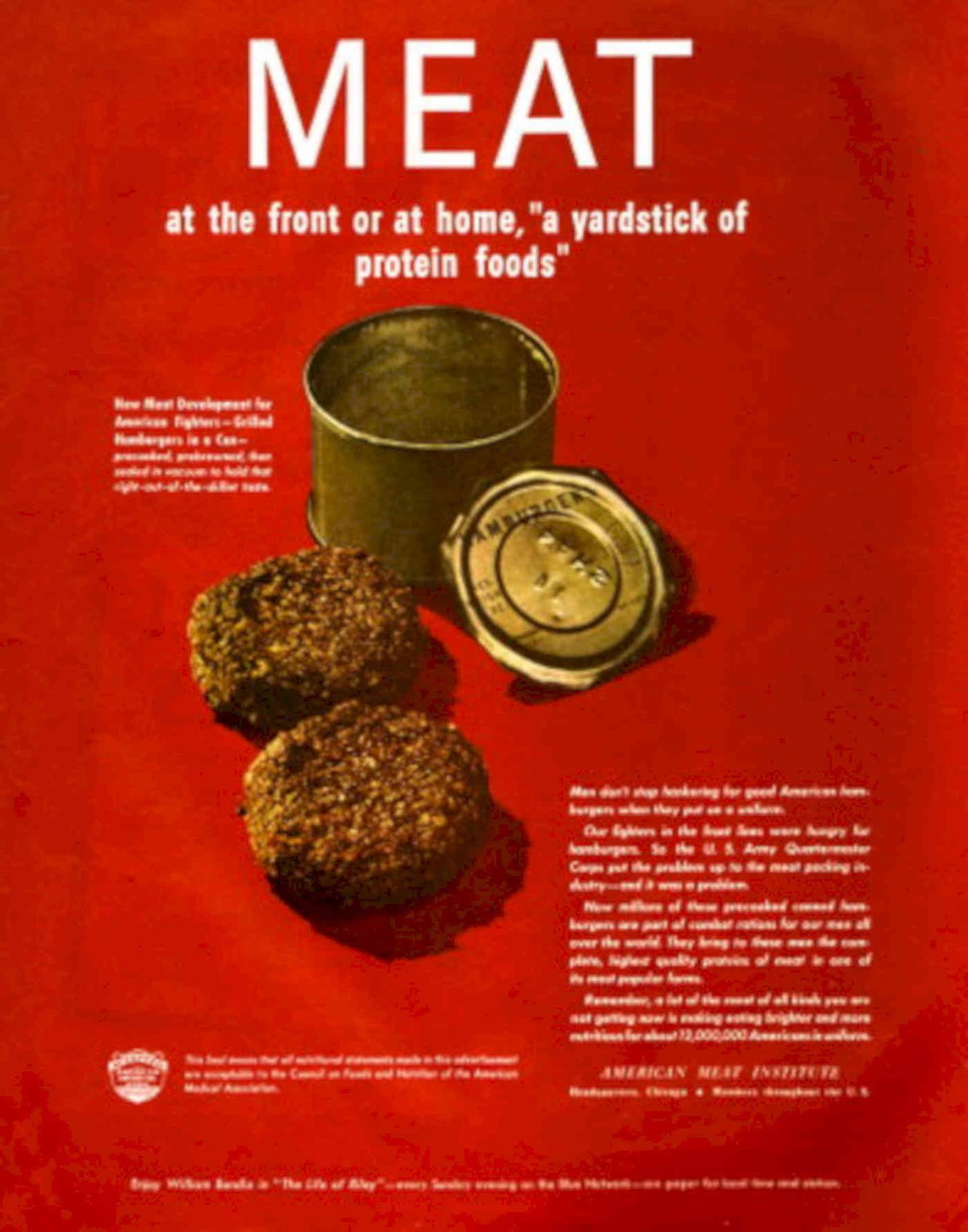 Vintage Beef Hamburgers 1940s Vintage Retro Advert Poster