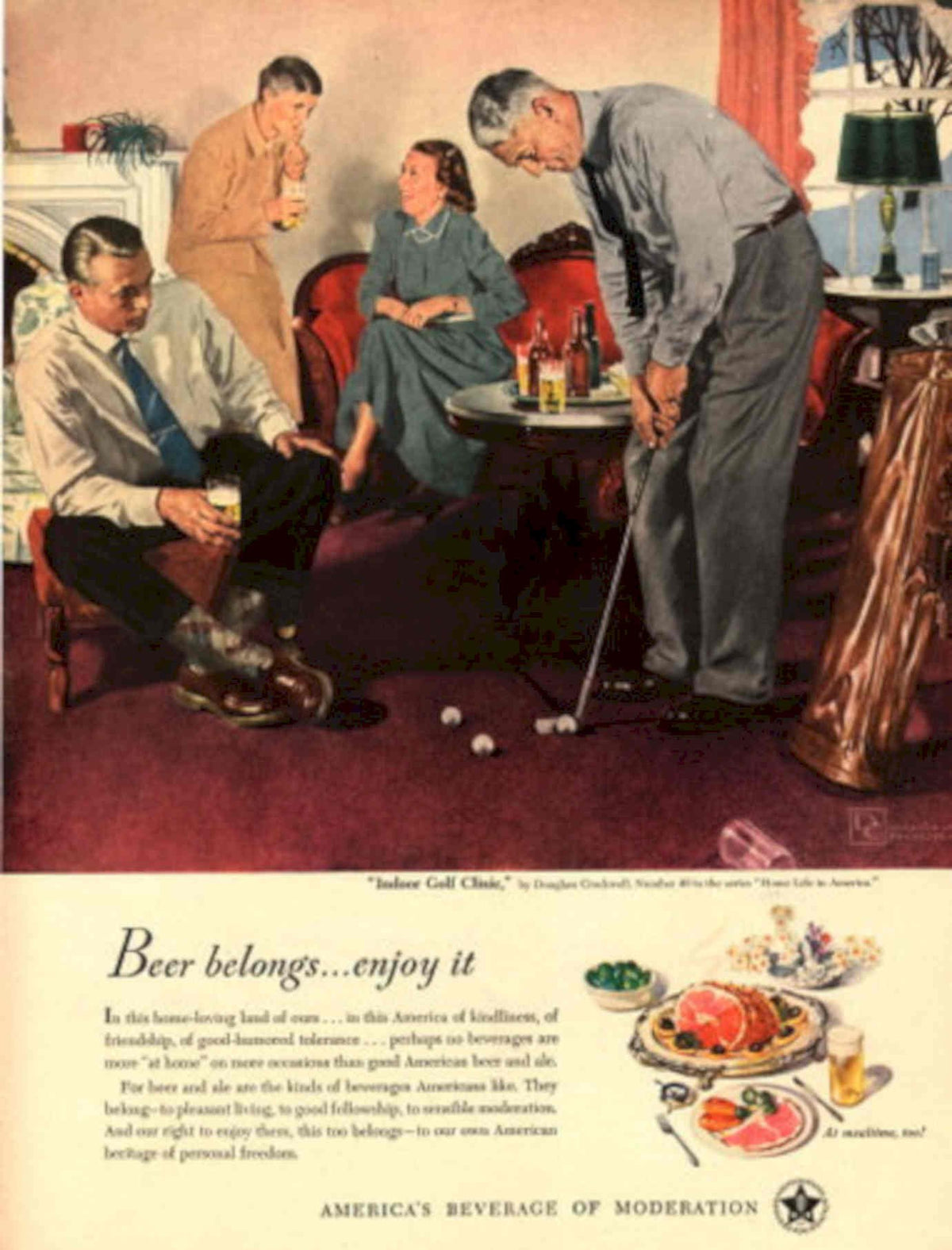 Vintage Beer Golf 2 1950s Vintage Retro Advert Poster