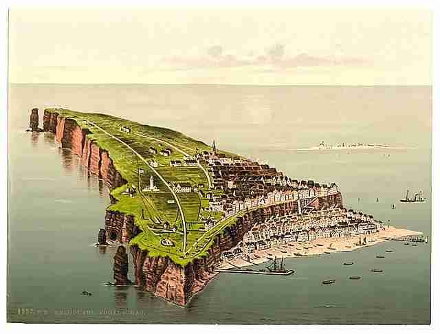 Vintage Birdseye view Helgoland A4 Photo Print