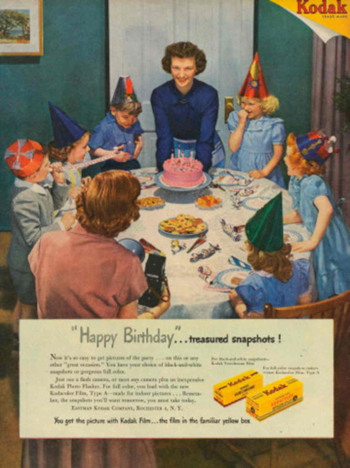 Vintage Birthday Cake 1 1950s Vintage Retro Advert Poster