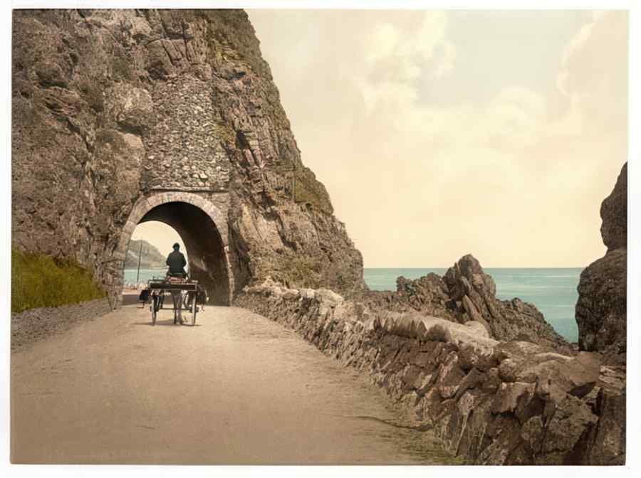 Vintage Black Cave Tunnel County Antrim Ireland A4 Photo Print