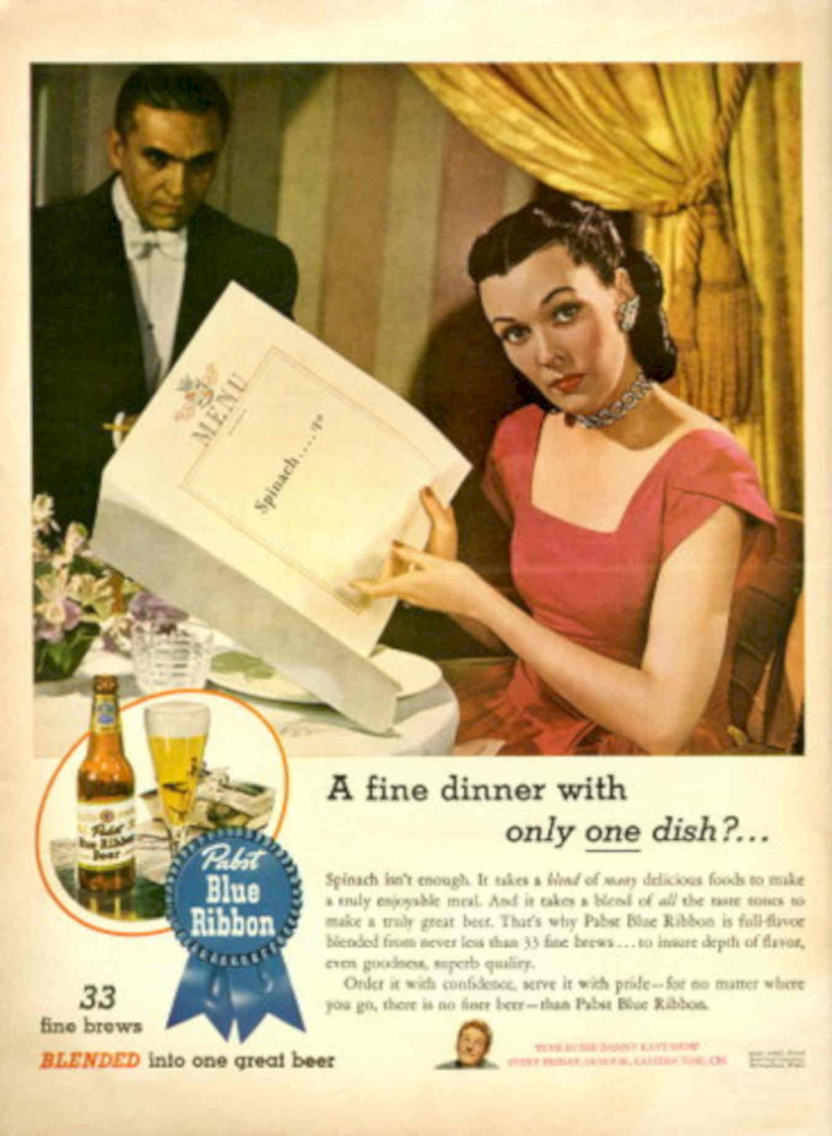 Vintage Blue Ribbon 1940s Vintage Retro Advert Poster