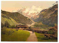 Vintage Blumlisalp and chalets Bernese Oberland A4 Photo Print