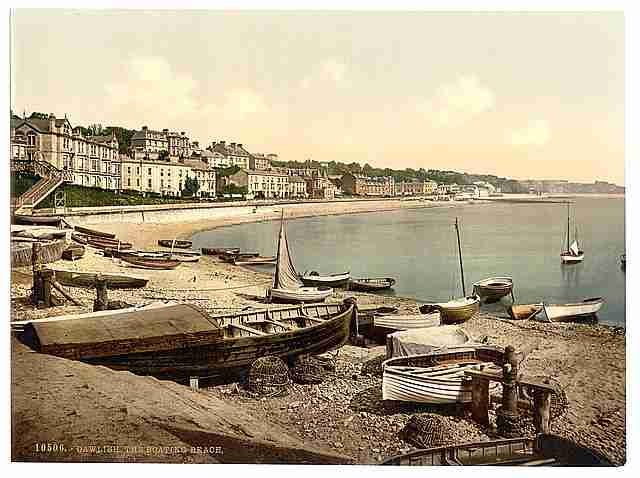 Vintage Boating beach Dawlish A4 Photo Print