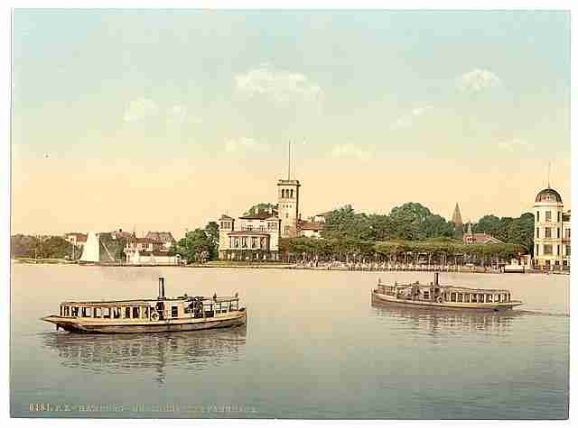 Vintage Boats at Uhlenhouster Ferry Hamburg A4 Photo Print