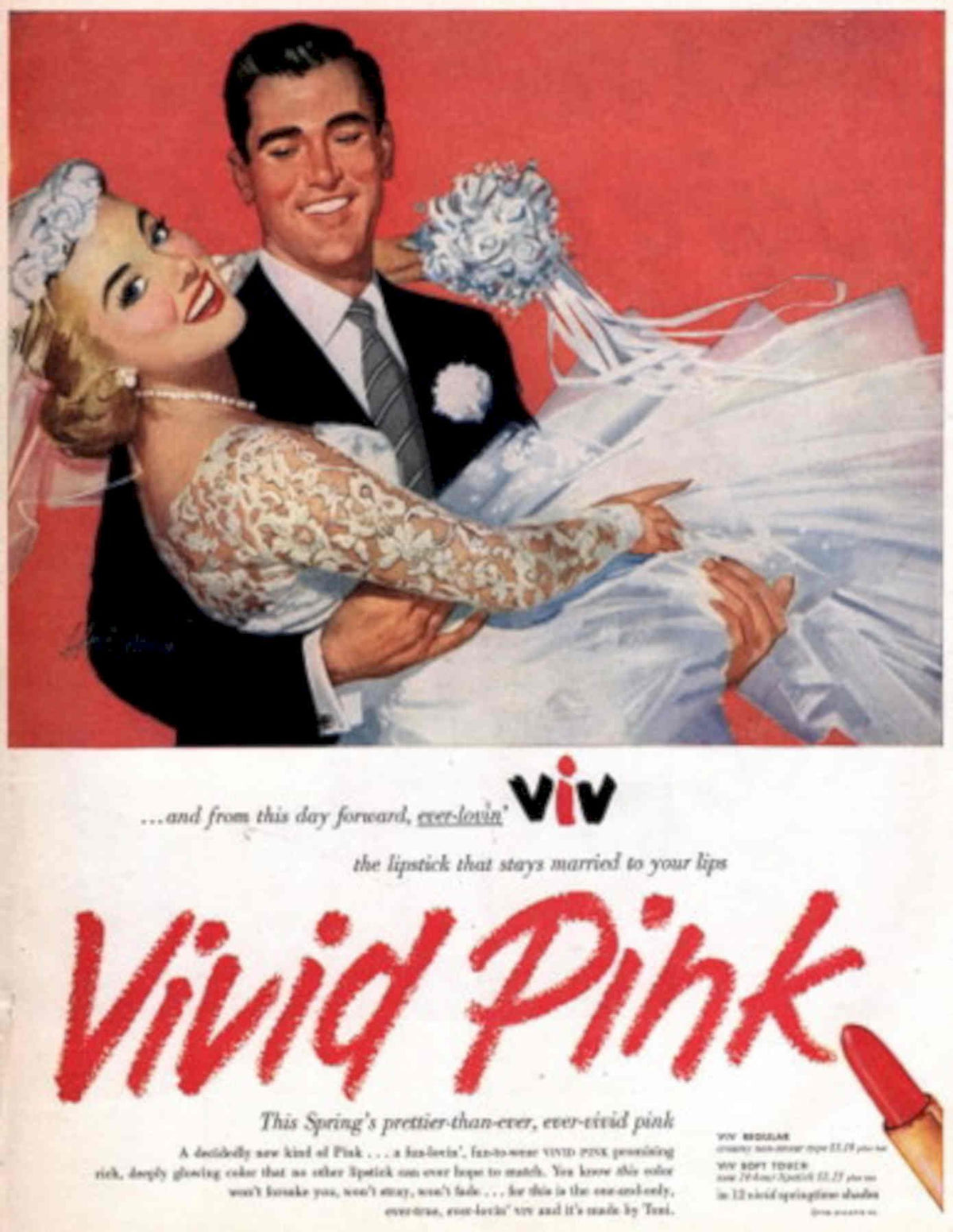 Vintage Bride Lipstick 1950s Vintage Retro Advert Poster
