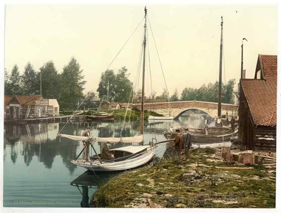 Vintage Bridge Wroxham England A4 Photo Print