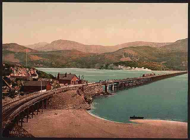 Vintage Bridge and Cader Idris Barmouth A4 Photo Print