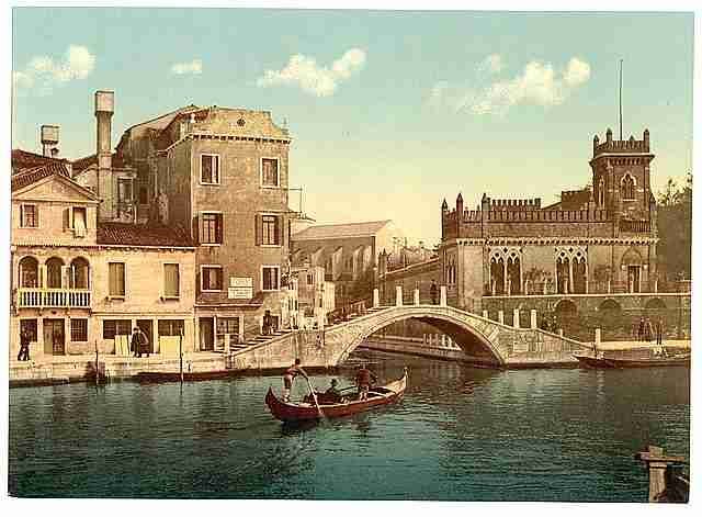 Vintage Bridge and canal Venice A4 Photo Print