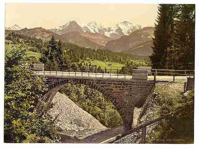 Vintage Bridge at Saint Beatenberg Bernese Oberland A4 Photo Print