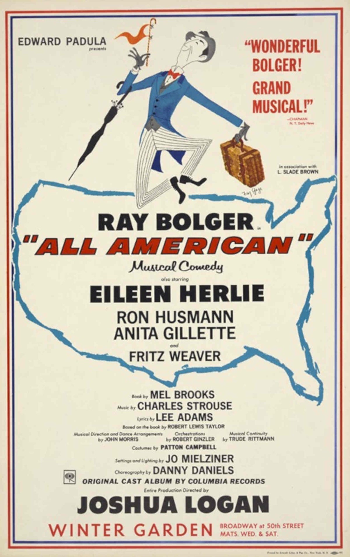 Vintage Broadway BolgerThearte Vintage Retro Advert Poster