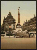 Vintage Brouckere Place & Anspach Monument Brussels A4 Photo Print