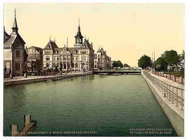 Vintage Canal and Post Mulhausen Alsace Lorraine A4 Photo Print