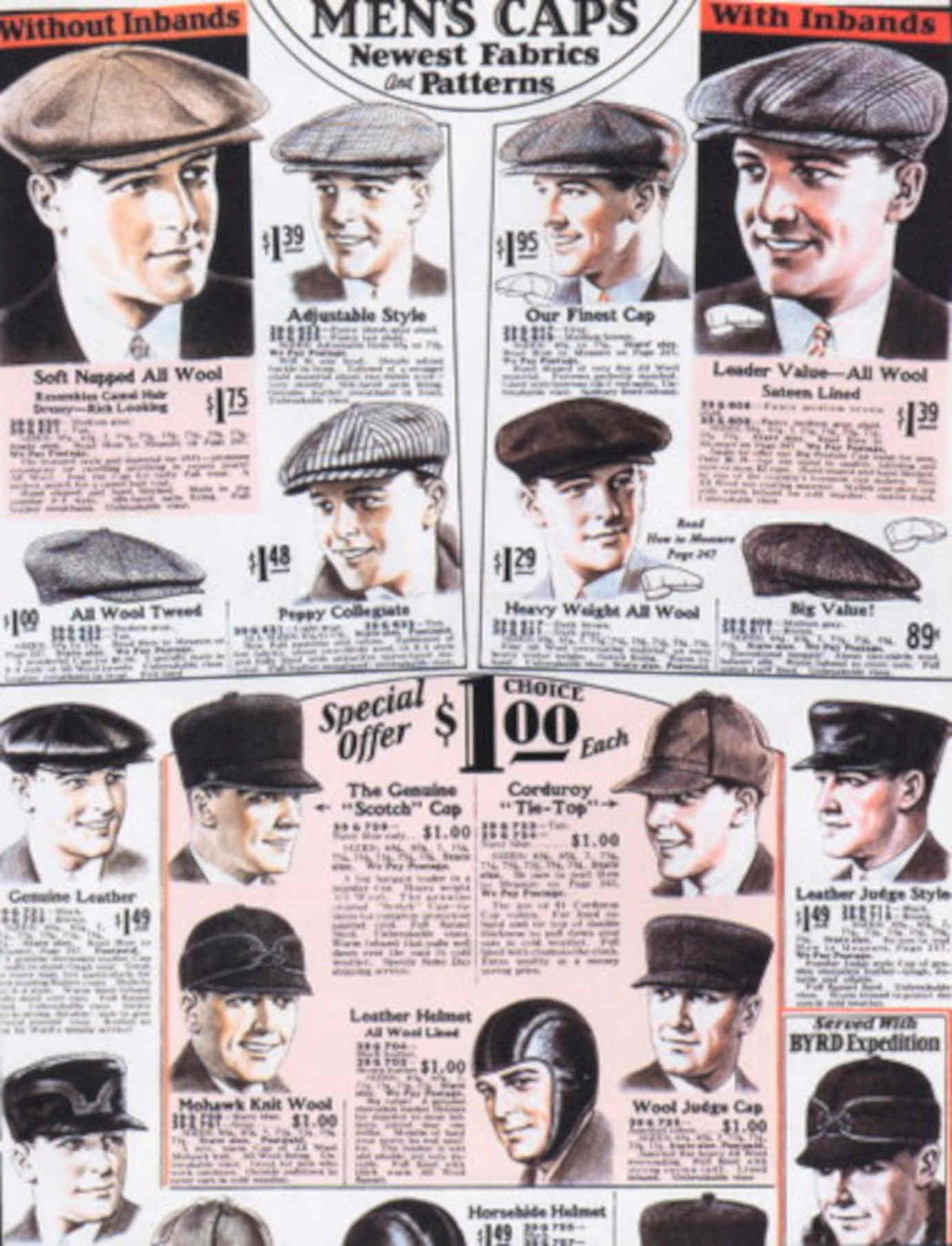 Vintage Caps Styles 1930s Vintage Retro Advert Poster