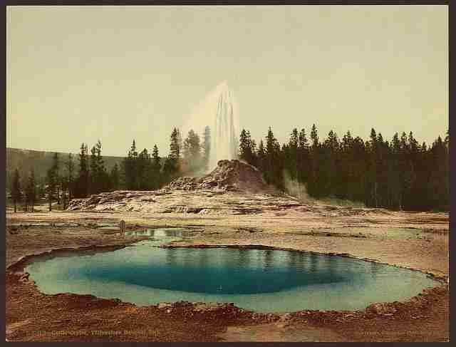 Vintage Castle Geyser Yellowstone National Park A4 Photo Print