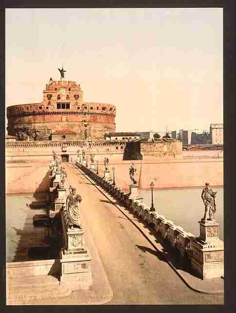 Vintage Castle and bridge of St Angelo Rome A4 Photo Print