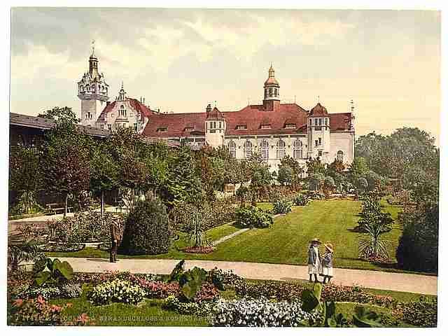 Vintage Castle and rose garden Colberg Pommeraina A4 Photo Print