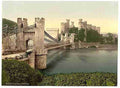 Vintage Castle and suspension bridge Conway A4 Photo Print