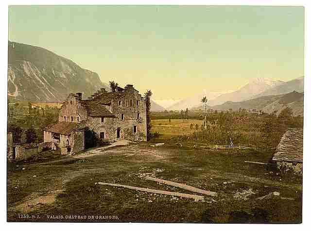 Vintage Castle ruins Granges Valais A4 Photo Print