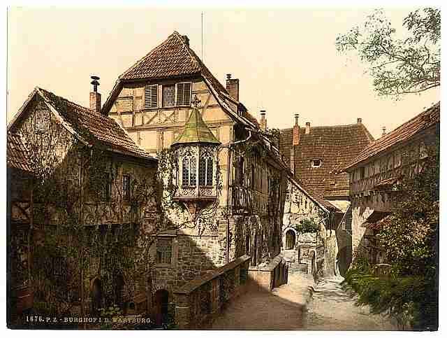 Vintage Castle yard Wartburg Thuringia A4 Photo Print