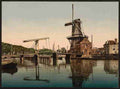 Vintage Catharine Bridge and windmill Haarlem A4 Photo Print