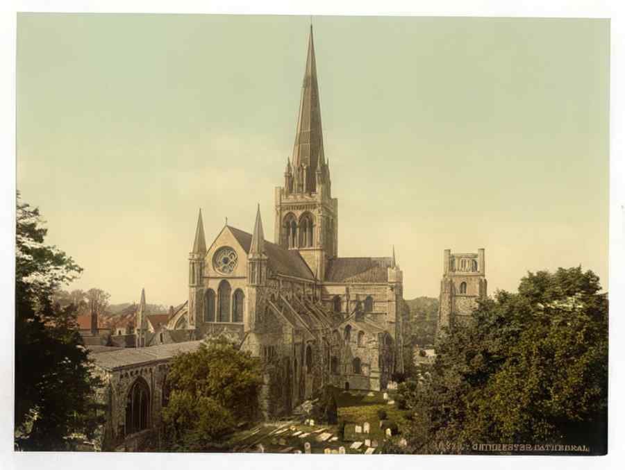 Vintage Cathedral Chichester England A4 Photo Print