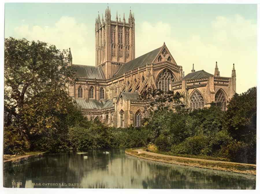 Vintage Cathedral East Front Wells England A4 Photo Print