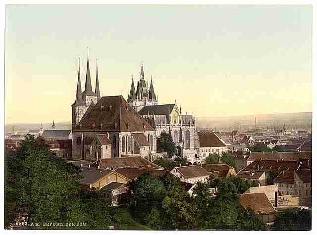 Vintage Cathedral Erfurt Thuringia A4 Photo Print