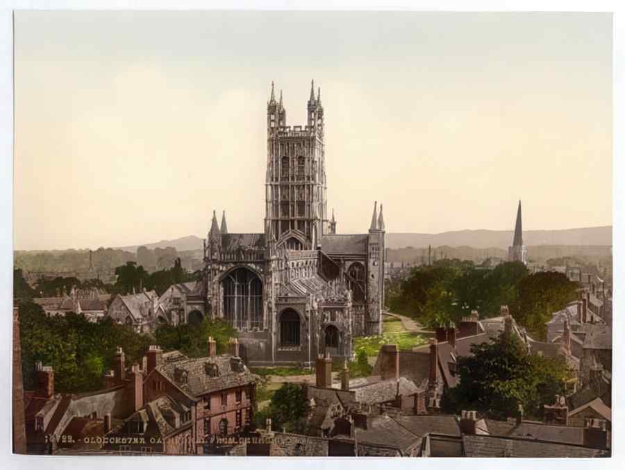 Vintage Cathedral From Church Tower Gloucester England A4 Photo Print