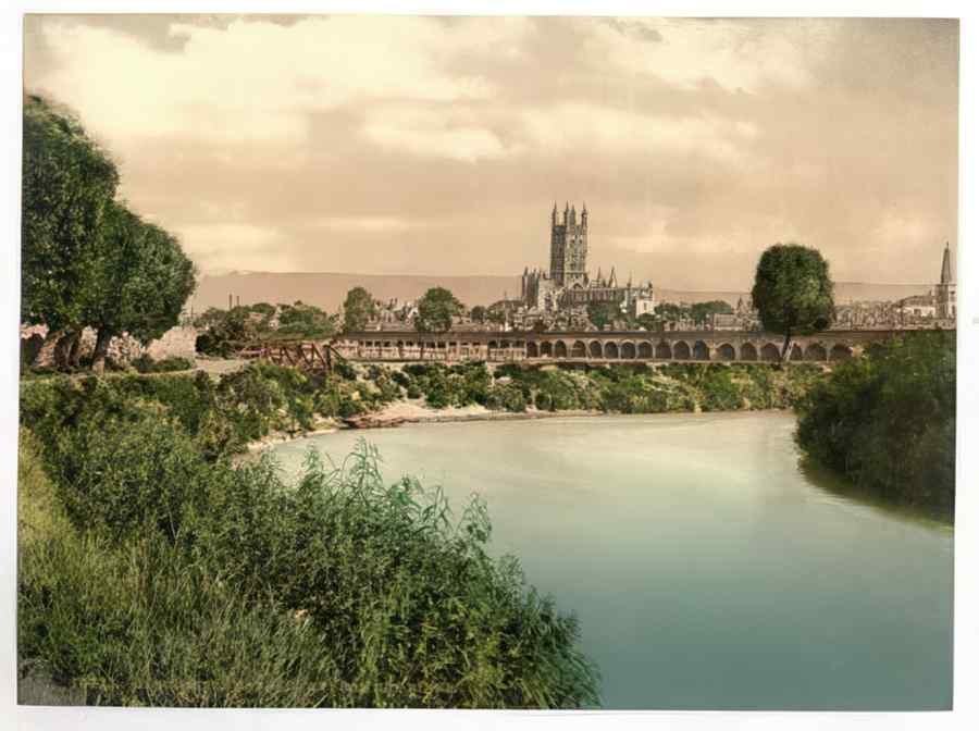 Vintage Cathedral From River Gloucester England A4 Photo Print