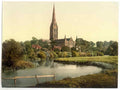 Vintage Cathedral From The River Salisbury England A4 Photo Print