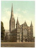 Vintage Cathedral Salisbury England A4 Photo Print
