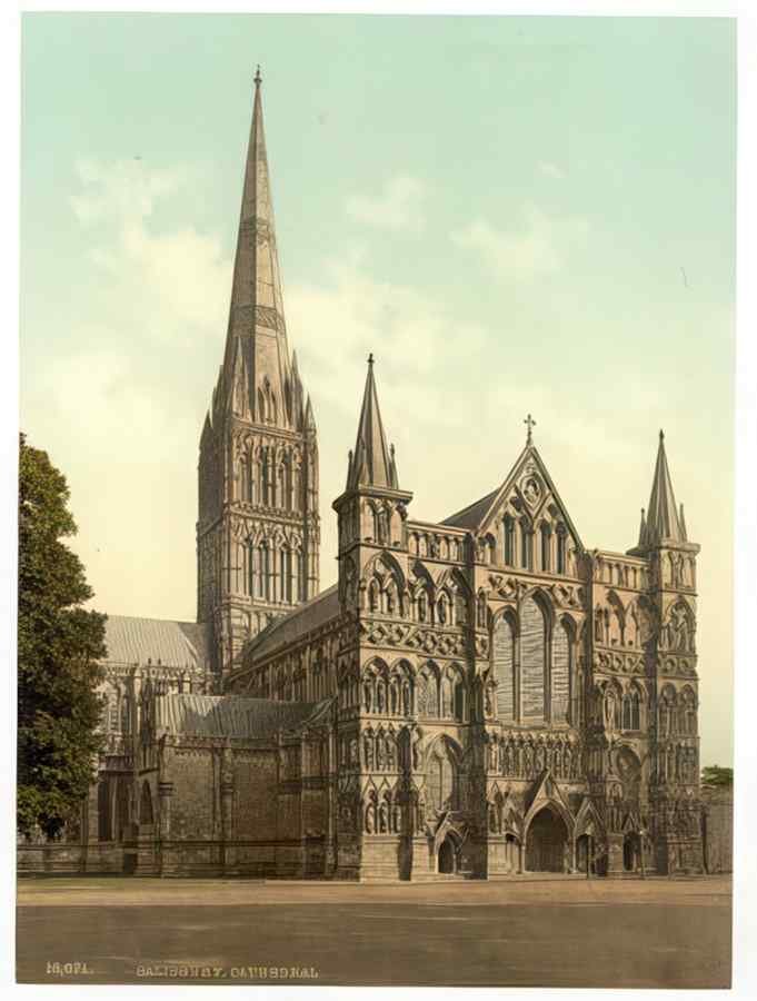 Vintage Cathedral Salisbury England A4 Photo Print