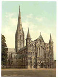 Vintage Cathedral Salisbury A4 Photo Print