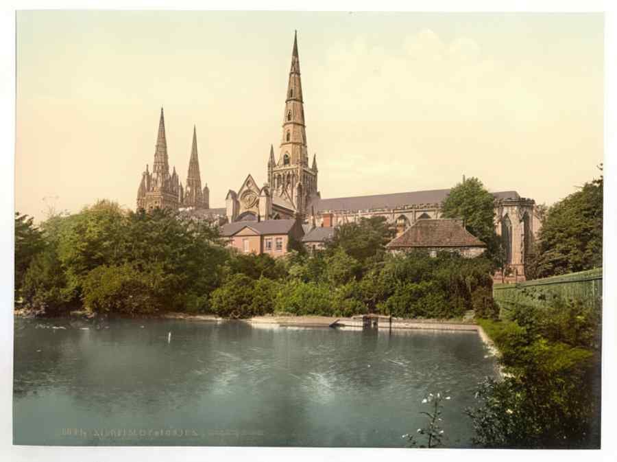 Vintage Cathedral South Side Lichfield England A4 Photo Print