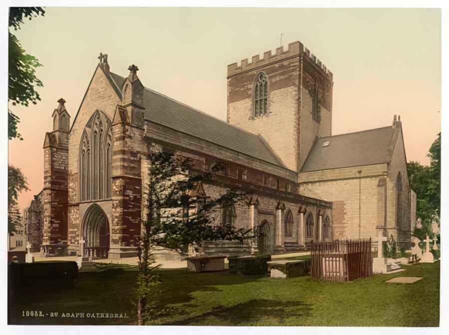 Vintage Cathedral St Asaph Wales A4 Photo Print