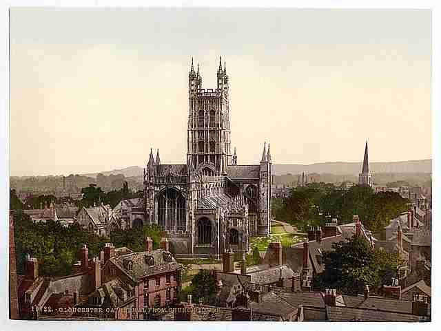 Vintage Cathedral from church tower Gloucester A4 Photo Print