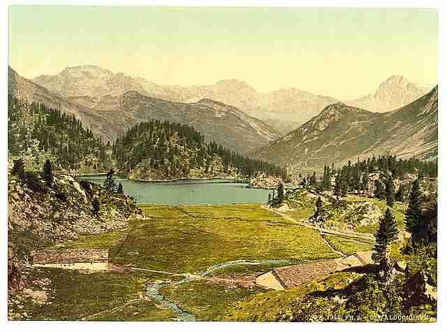 Vintage Cavloccio Lake Grisons A4 Photo Print