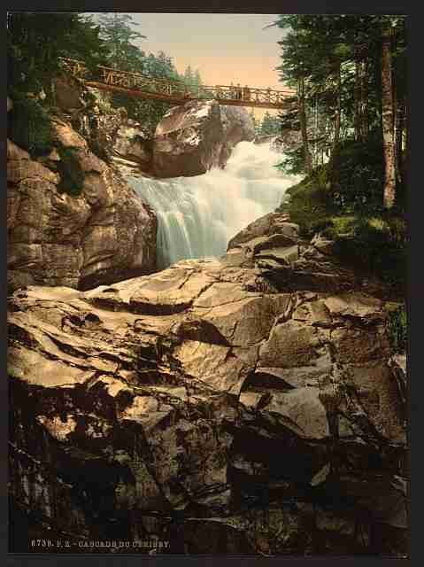 Vintage Cerisy waterfall Pyrenees A4 Photo Print