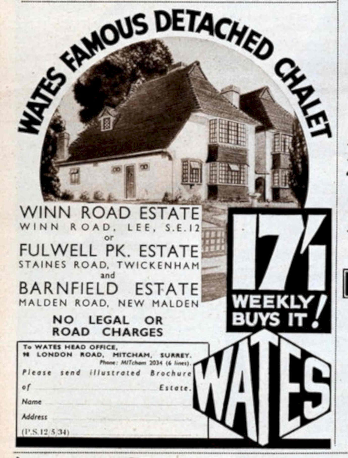 Vintage Chalet Houses 1930s Vintage Retro Advert Poster