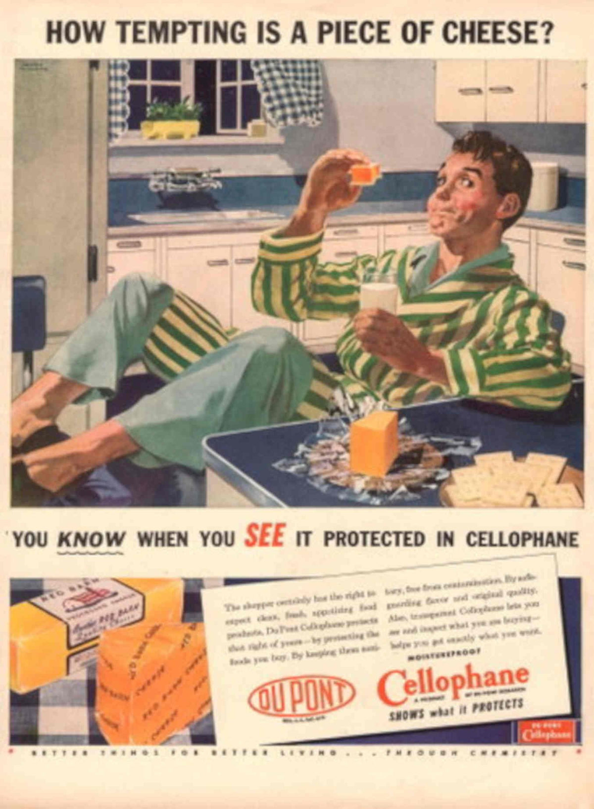 Vintage Cheese Cellophane 1950s Vintage Retro Advert Poster