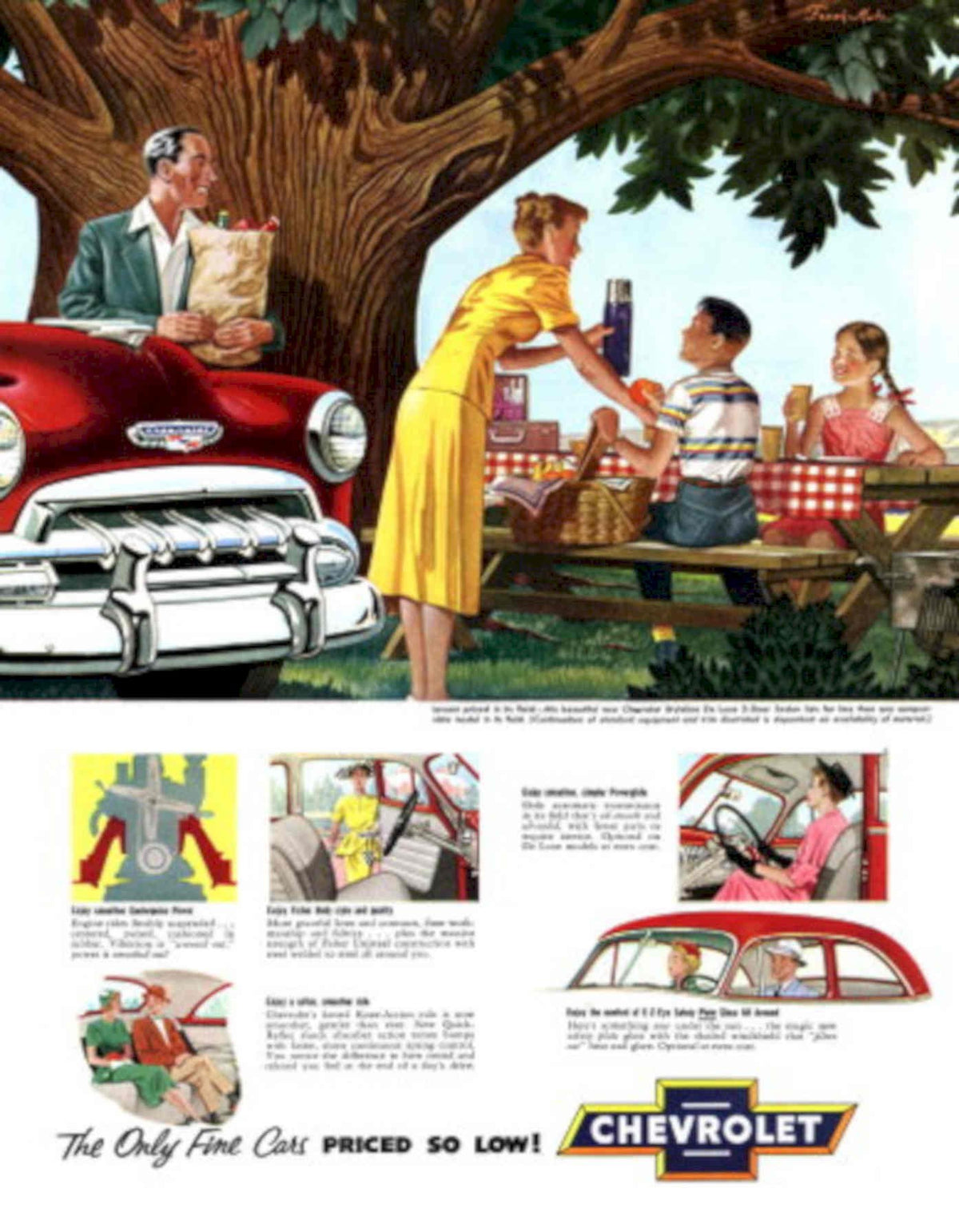 Vintage Chevrolet Picnic 1950s Vintage Retro Advert Poster