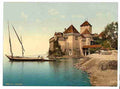 Vintage Chillon Castle I Geneva Lake A4 Photo Print
