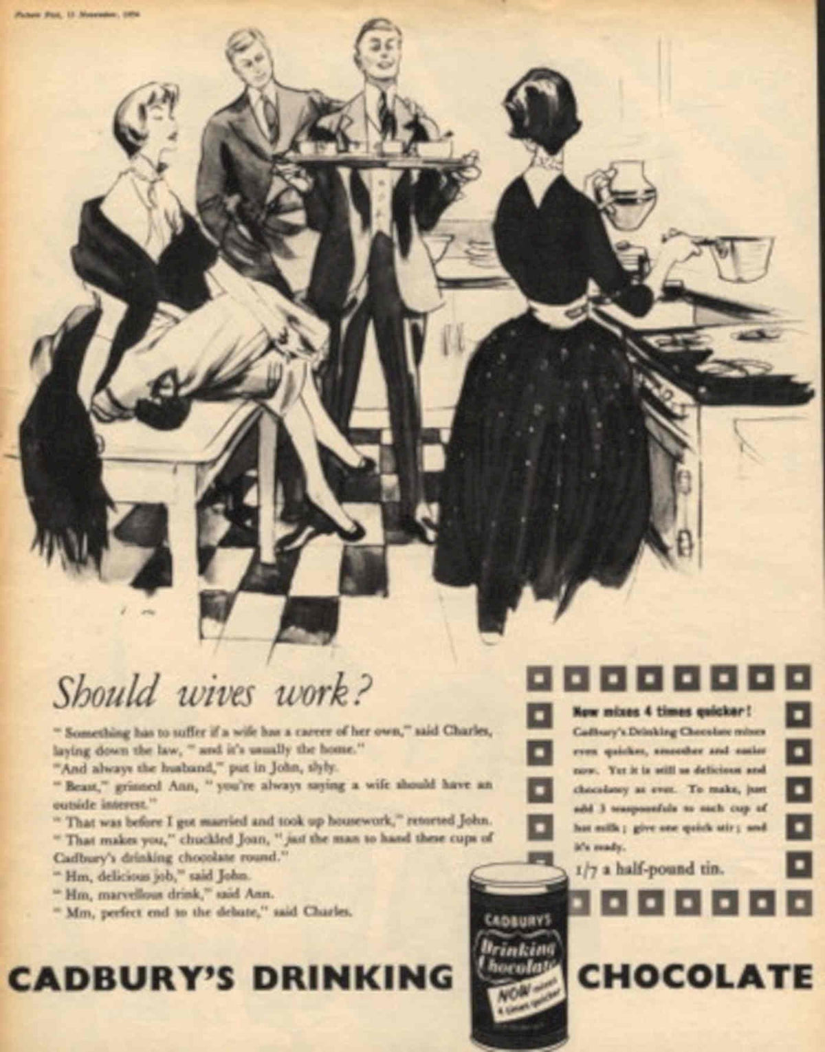 Vintage Chocolate Wives 1950s Vintage Retro Advert Poster