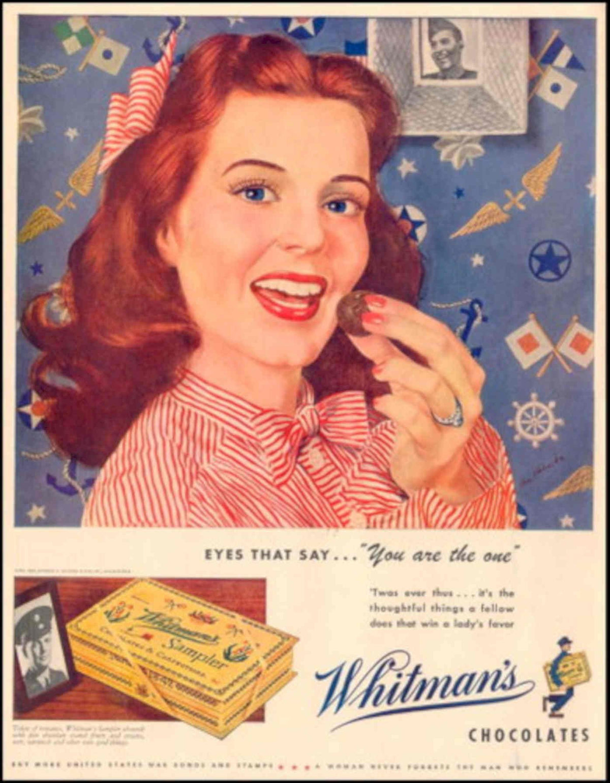 Vintage Chocolates Woman 1950s Vintage Retro Advert Poster