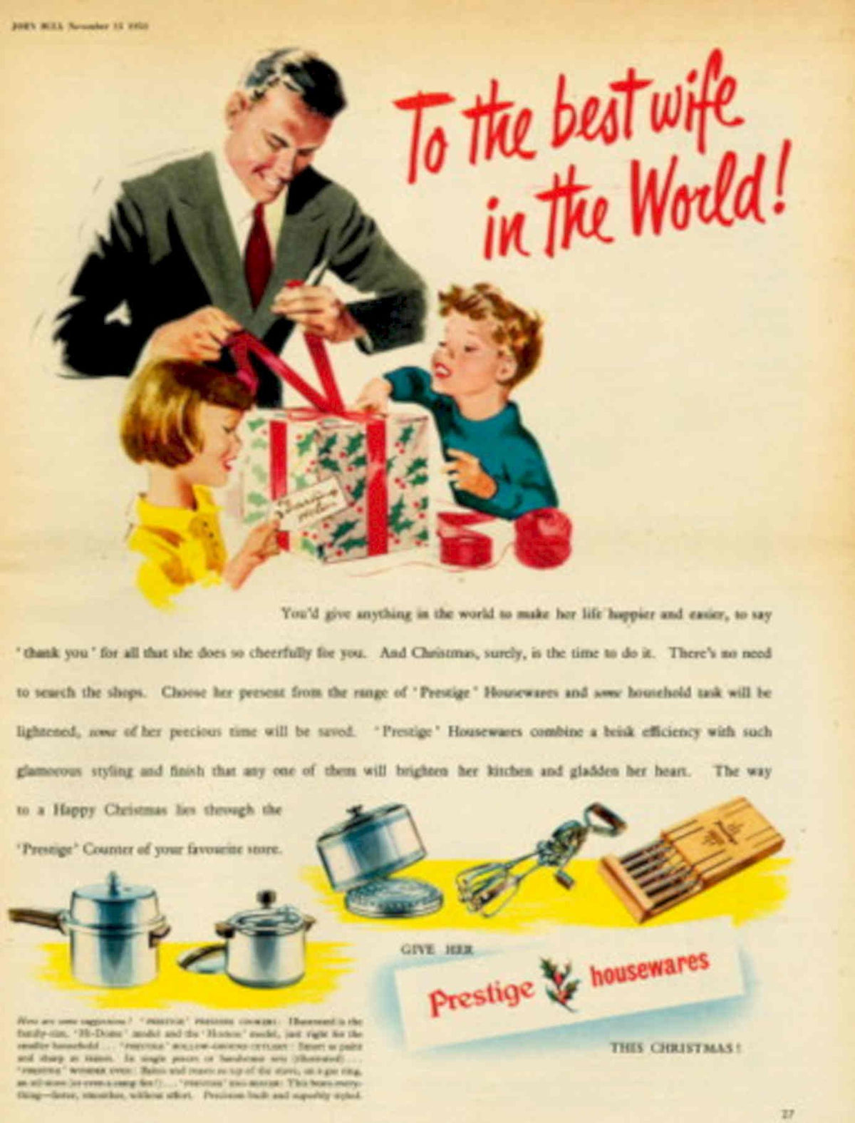 Vintage Christmas Gift 1 1950s Vintage Retro Advert Poster
