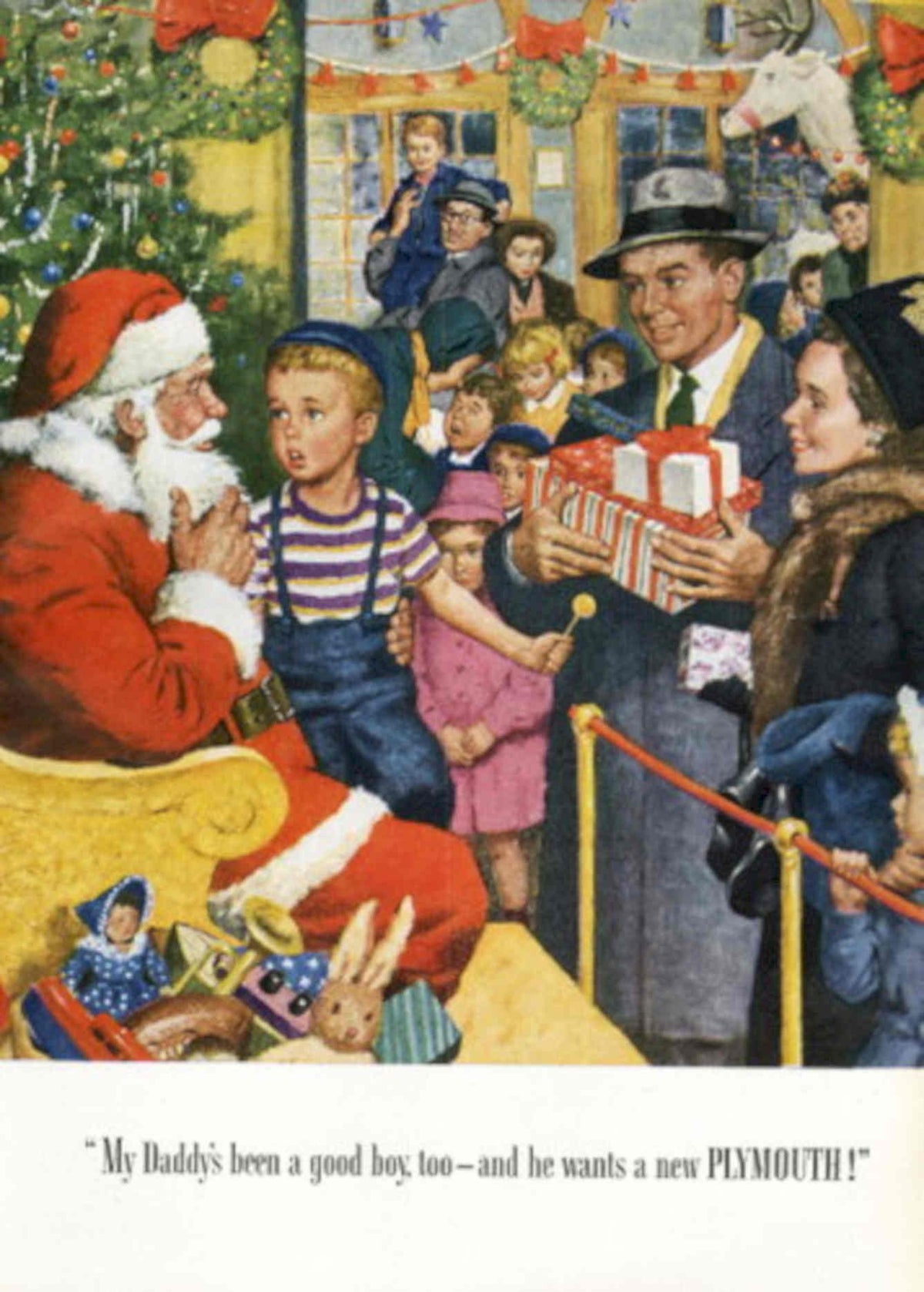 Vintage Christmas Plymouth 1940s Vintage Retro Advert Poster