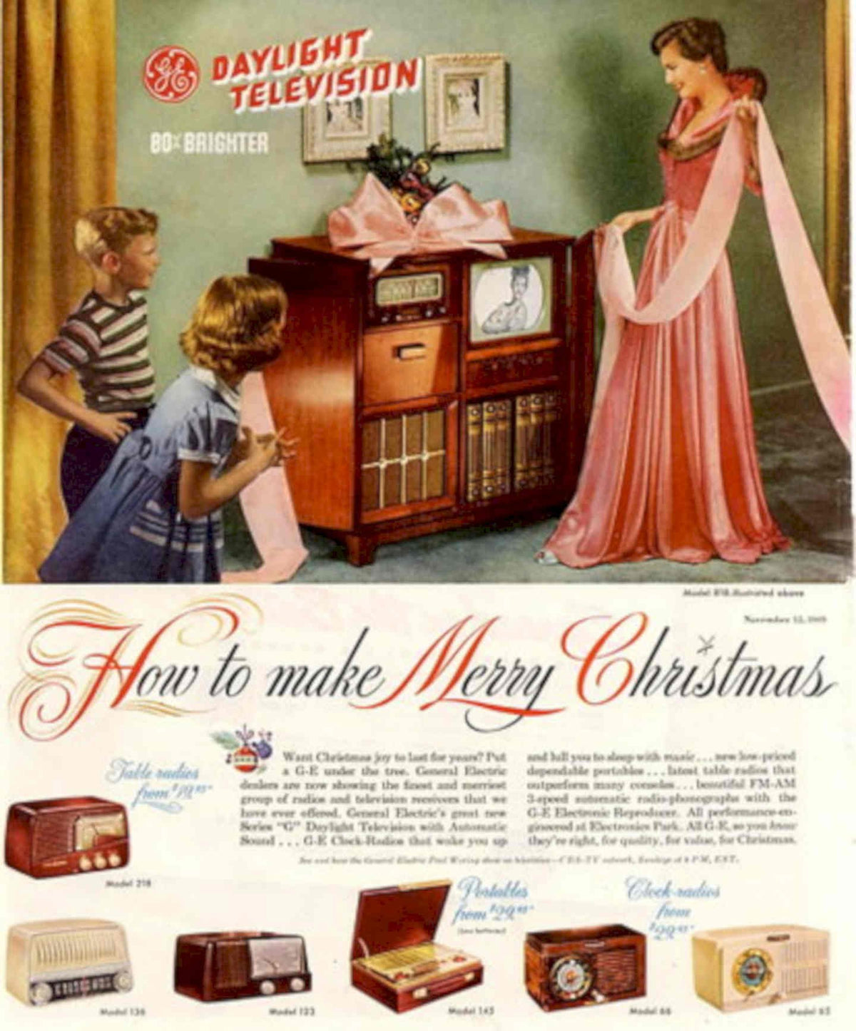 Vintage Christmas Tv 1930s Vintage Retro Advert Poster