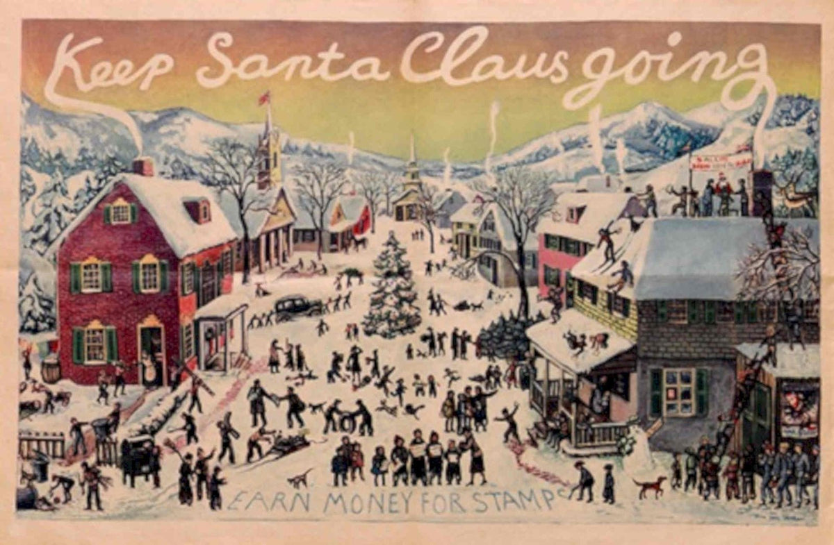 Vintage Christmas Village American World War II Advert Poster