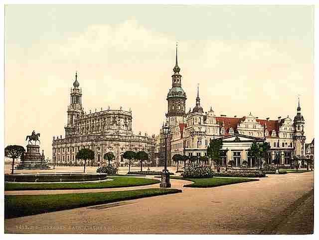 Vintage Church and Royal Castle Altstadt Dresden Saxony A4 Photo Print